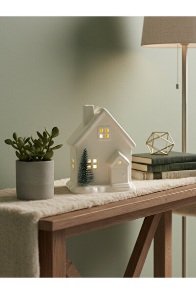 Forever Çam Ağaçlı Işıklı Seramik Ev