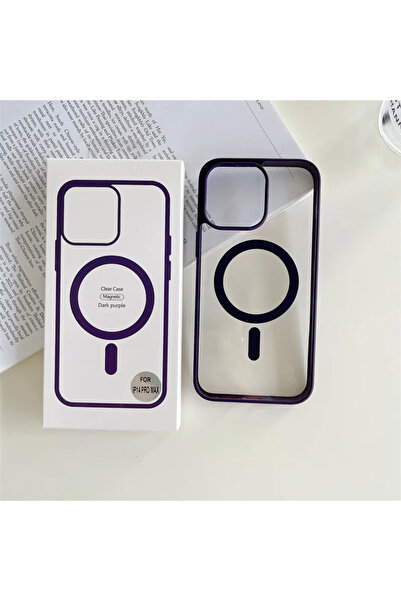 Apple Прозрачен калъф Mag iPhone 16e, MagCase, Acryl Crystal, виолетова рамка