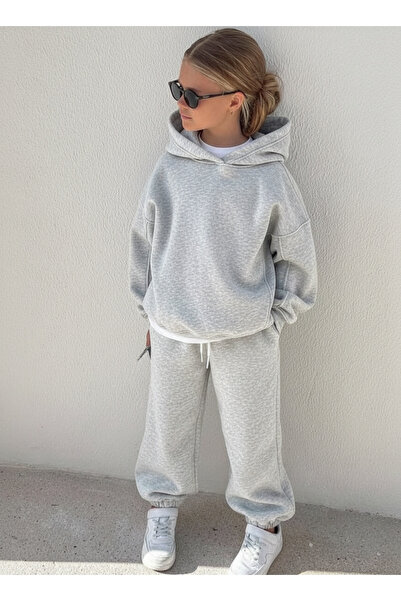 YAKAMEL ÇOCUK UNISEX 3 İPLİK ŞARDONLU RAHAT KESİM KIŞLIK EŞOFMAN TAKIMI