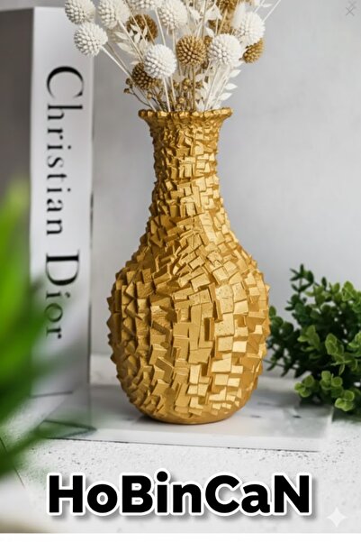 Pelirum Dekoratif Modern Küplü Desen Vazo 20 cm