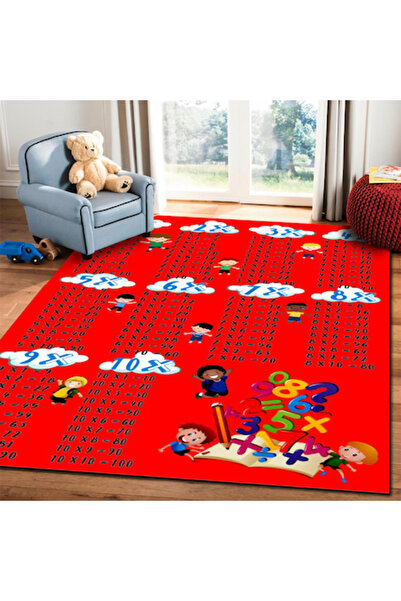 Sanlux Anti-slip children's room carpet, multiplication table pattern, red, 120x180 cm