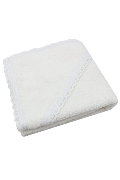 PRICHINDEL Prosop cu glugă Irina cu dantelă, bumbac, alb, 80 x 90 cm