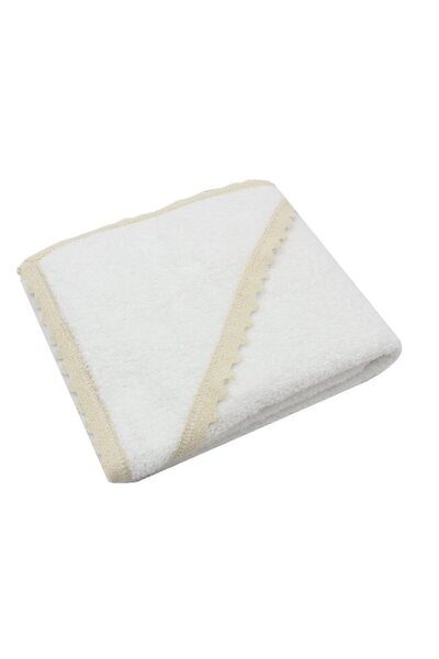 PRICHINDEL Prosop cu glugă Olivia cu dantelă crem, bumbac, alb, 80 x 90 cm