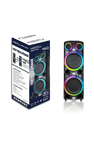HEPU HP-962 Büyük Boy Şarjlı Taşınabilir Bluetooth Parti Hoparlörü 100W RMS -...