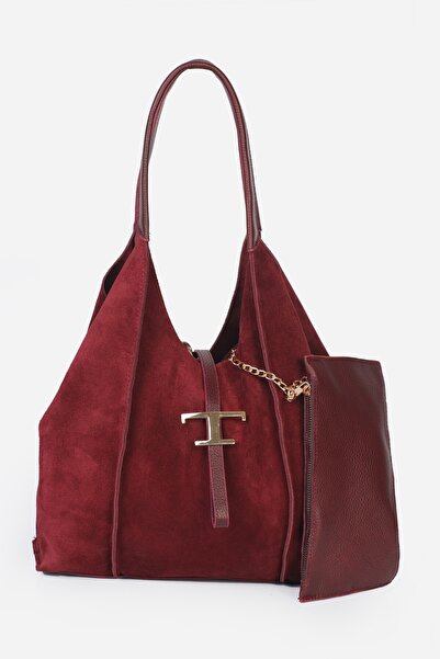 Alessia Bag حقيبة كتف من الجلد الطبيعي بشعار T من كيريا