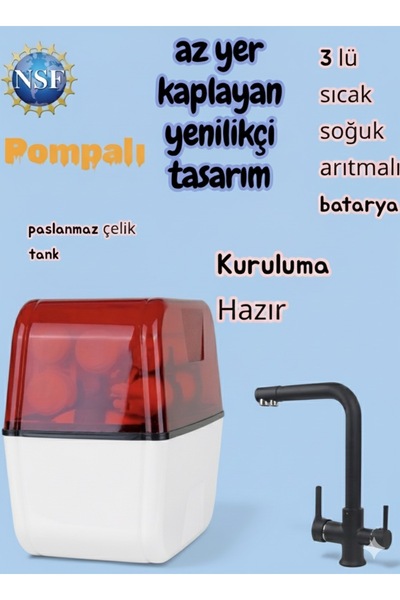Q water Motorlu 3 Yollu Musluklu Arıtma Cihazı