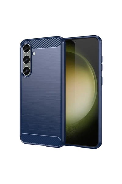 Samsung Husa Brush pentru S25, TPU, Metall Look, Albastra