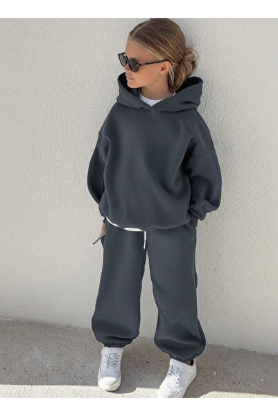 YAKAMEL ÇOCUK UNISEX 3 İPLİK ŞARDONLU RAHAT KESİM KIŞLIK EŞOFMAN TAKIMI