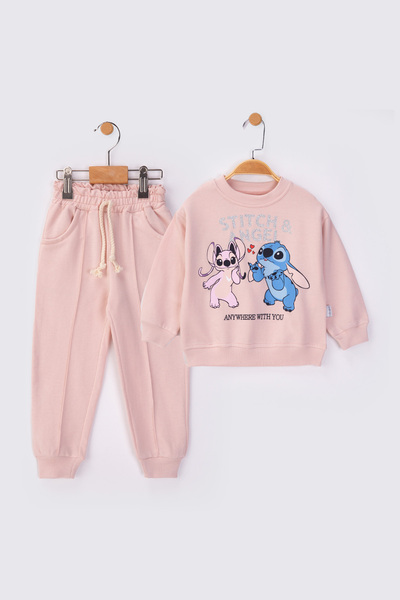 baby flamindo طقم رياضي موسمي للفتيات مطبوع بخيوط فضية مكون من خيطين