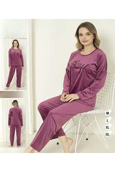 zahyat Women's Black Velvet Pajama with "Forever" Print – Warmth and Elegance