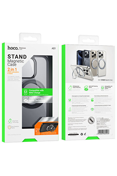 Apple Hoco Case (AS1) for iPhone 15 Pro - MagSafe, Ring Stand, Matte, Black