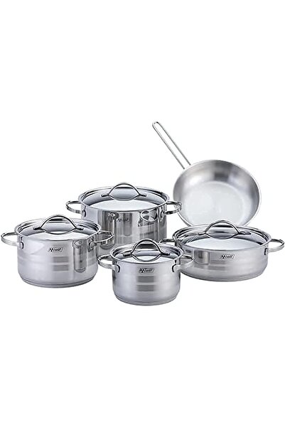 MISTERCOOK طقم أواني طهي مستر كوك، فضي، ستانلس ستيل، مصقول