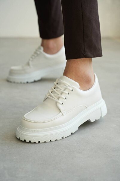 Lucy Shoes حذاء YG-X6 الرجالي الكلاسيكي اليومي ذو الأربطة CBT - أبيض