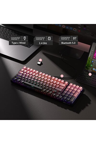 MageGee Light100 Gasket Mounted Creamy Mechanical Keyboard with Blue Whale Switches, Gradation Pink