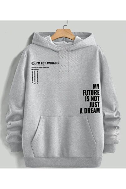 herkesemoda My Future Print Detailed Hooded Sweatshirt