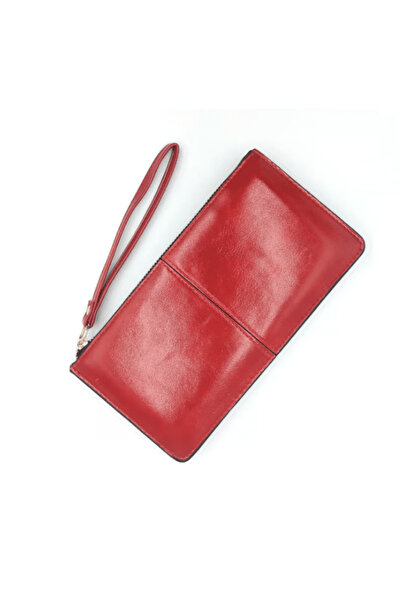 CRM Women's Wallet, CRM, Leather, Zipper, Red, 21 x 11.5 cm