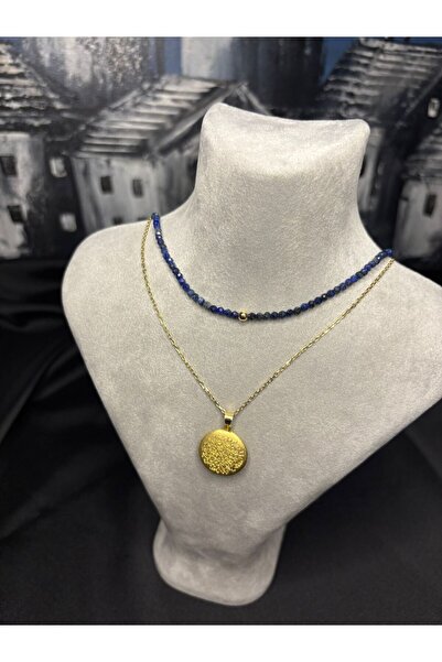 Tasarım Lapis Lazuli Taşlı ve 14 Ayar Altın Toplu Choker Kolye