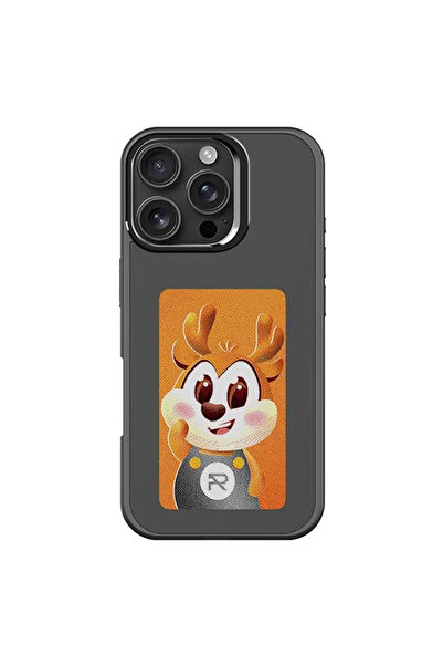 Apple Удароустойчив калъф за iPhone 16 Pro с дигитален екран, микрофибър, черен