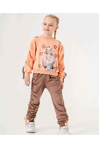 Little Baby طقم سويت شيرت مريح وبنطلون جوجر برباط للفتيات