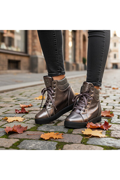 Lush Fashion Women's Grey Boots Made of Eco-Leather with Orthopedic Sole Code: BBK-29 (D2)