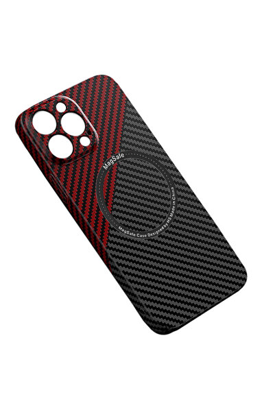 Apple Husa iPefet Carbon pentru, iPhone 12 Pro Max, Kevlar Pattern, cu MagSafe, Neagra/Rosie