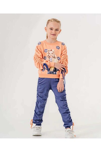 Little Baby طقم سويت شيرت مريح وبنطلون جوجر برباط للفتيات