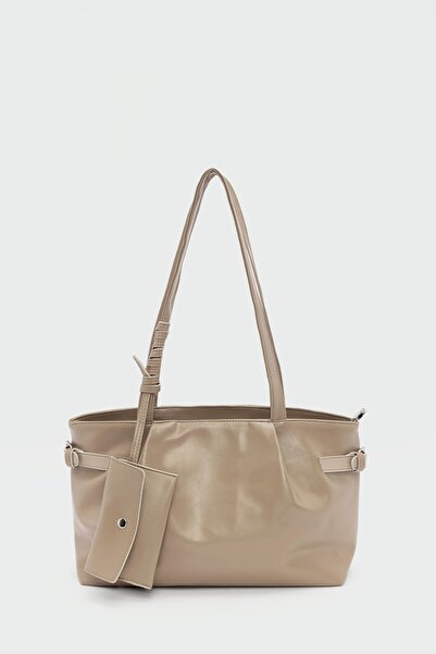 Cersei Doby Beige Vintage Shoulder Bag – Soft Leather Wide Model
