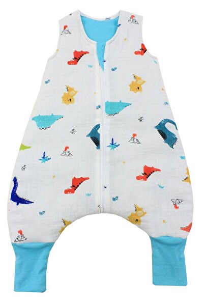 PRICHINDEL Sleeping bag with filling, muslin, colorful dinosaurs, with feet