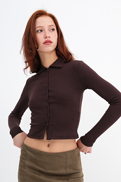 Addax Polo Neck Buttoned Cardigan H0422