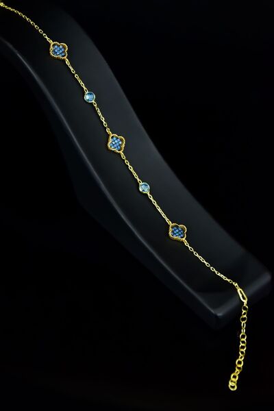 Flamingo 925 Ayar Gümüş Gold Kaplama Van Cleef Bileklik