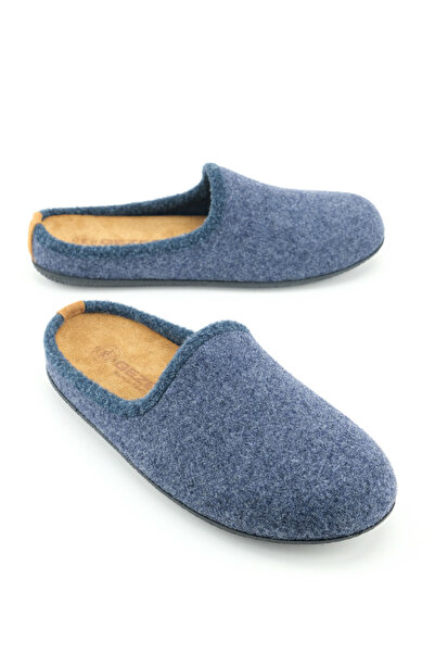 GEZER Men's Winter Slippers with Removable Insole, Genuine Leather, Pvc Sole, Felt Home Garden Slippers