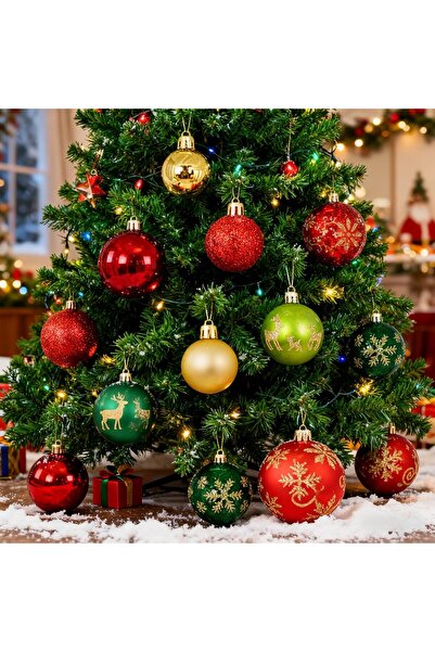 Generic Serendipitya Christmas Baubles 44 Pc Christmas Tree Ornaments (Red/Green/Gold)