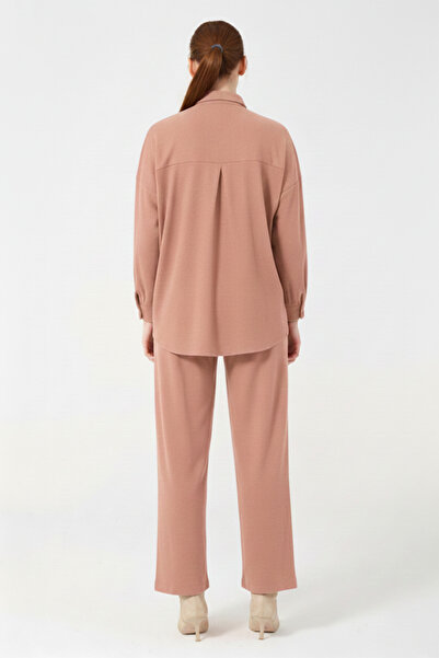 Hatun Atila Embroidered Hera Fabric Double Suit 7670 Pink