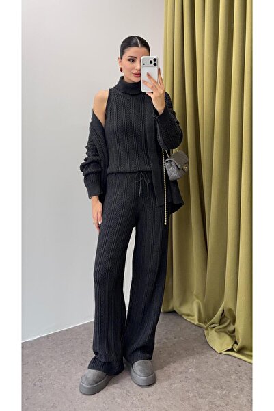 HAZELANNA Ripped Detailed Triple Anthracite Set