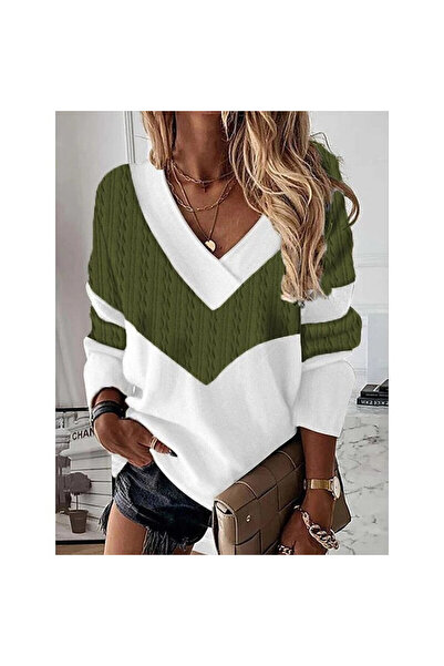 Buklemoda Bluză kaki cu model de lanț