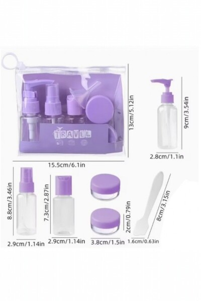 safestore Set de sticle de călătorie de 6 bucăți cu geantă specială pentru călătorie, cutie de călătorie pentru vacanță, sticlă de șampon cremă