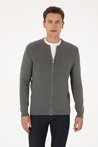 U.S. Polo Assn. كارديجان تريكو أساسي رمادي اللون للرجال 50307813-VR086
