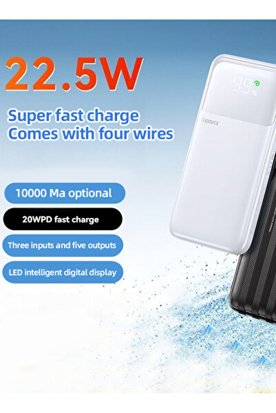 Levino Portable Power Bank with LED Display Fast Charging, Built-in Cables, Type-C & USB 10000mAh