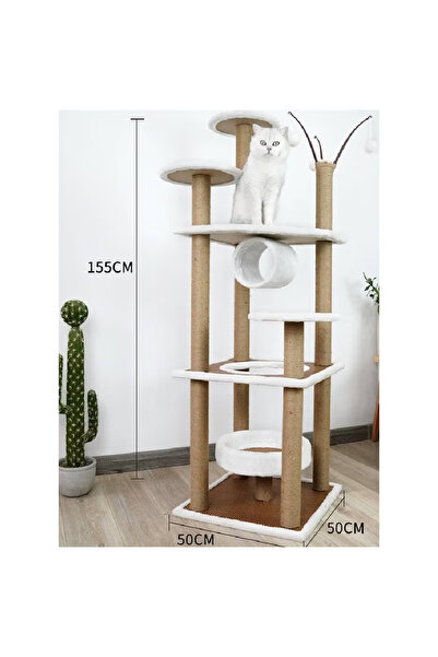NKX Tall Multi-Level Cat Tree Tower with Perches, Beds & Toys – 155cm Height