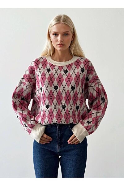 OYERGA MODA Women's Diamond Patterned Sweater