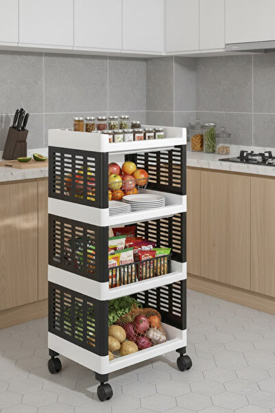 grimorlife 4 Katlı Tekerlekli Çok Amaçlı Düzenleyici – Plastik Saklama & Orga...