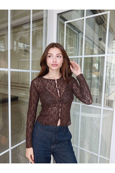 cemo Plise Detaylı Düğmeli Uzun Kollu Bluz