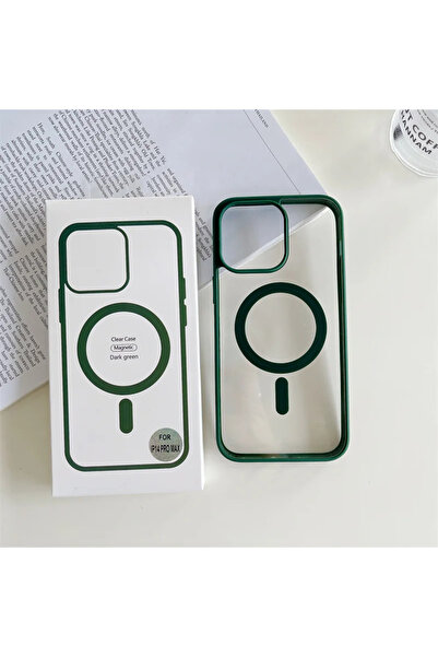 Apple Прозрачен калъф Mag iPhone 16e, MagCase, Acryl Crystal, Зелена рамка