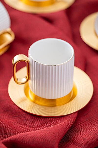 ACAR 4-Piece Porcelain Erika Double Coffee Cup 160ml White