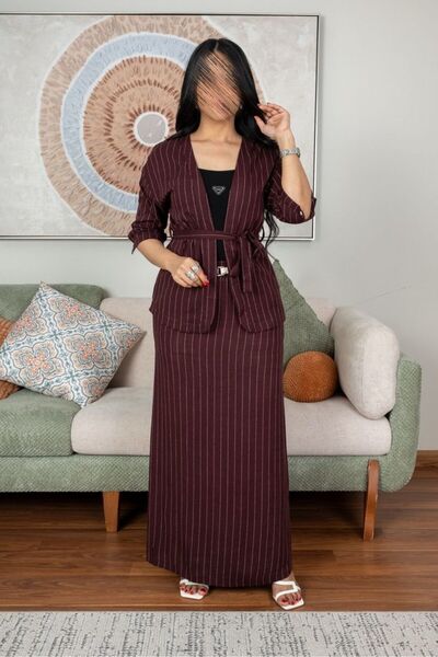SELSAL Striped jacket and skirt set