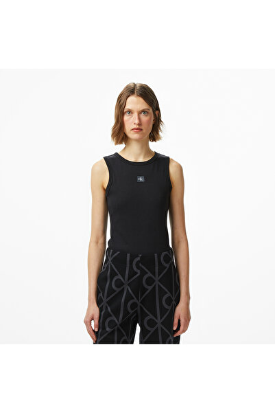 Calvin Klein Woven Label Kadın Siyah T-Shirt