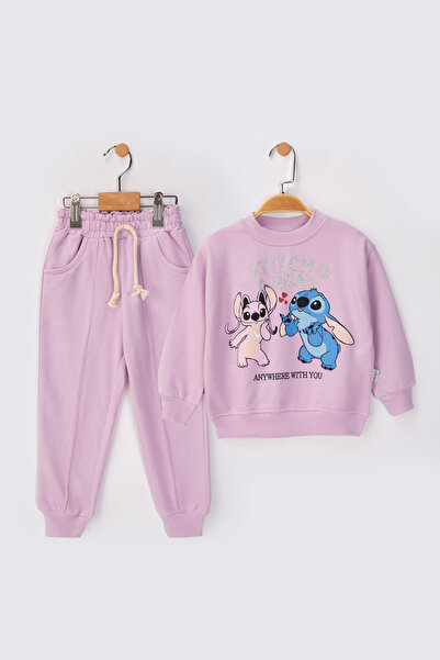 baby flamindo طقم رياضي موسمي للفتيات مطبوع بخيوط فضية مكون من خيطين