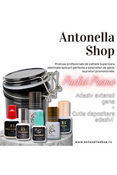 ANTONELLA Pachet Promo Adezivi Extensii Gene 5ml + Cutie depozitare adezivi