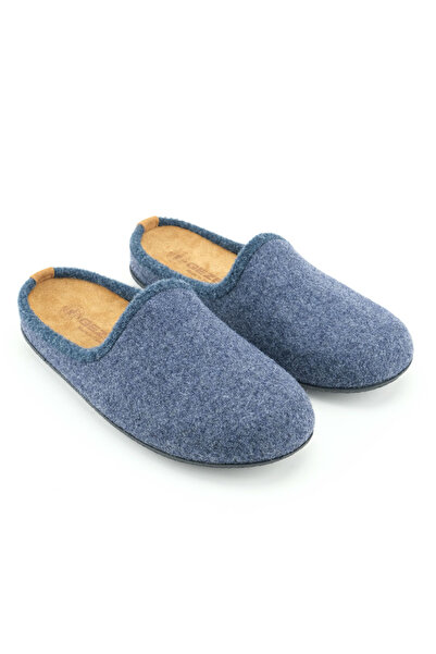 GEZER Men's Winter Slippers with Removable Insole, Genuine Leather, Pvc Sole, Felt Home Garden Slippers