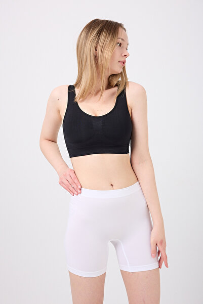 MİSTİRİK Pereto Model Soft Fabric Non-Marking Body-Hugging Sports Shorts White Color